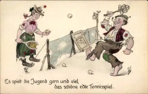 Künstler Ak Scheuermann, Willi, Es spielt die Jugend gern und viel, das schöne edle Tennisspiel