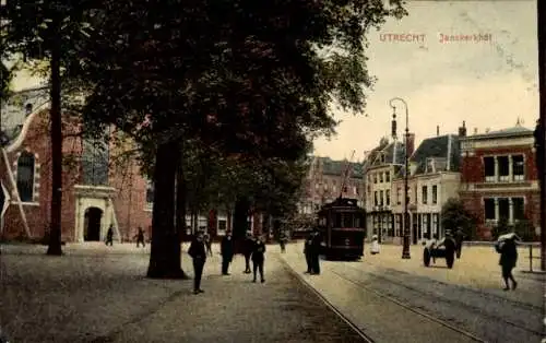 Ak Utrecht Niederlande, Janskerkhot, Straßenbahn