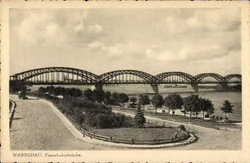 Ak Warszawa Warschau Polen, Eisenbahnbrücke