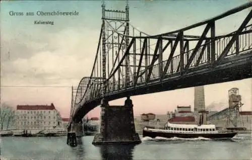 Ak Berlin Treptow Oberschöneweide, Kaisersteg, Salondampfer, Gebäude