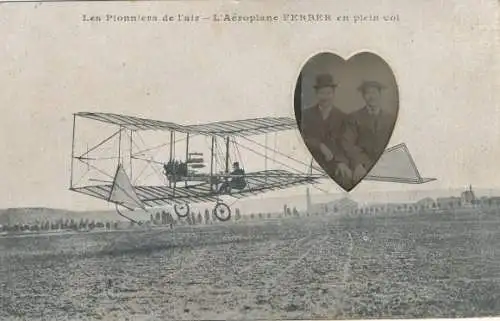 Ak Les Pionniers de l'air, Aeroplane Ferber, Portrait von zwei Männern