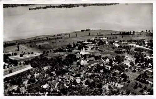 Ak Horn Gaienhofen am Bodensee, Untersee, Insel Reichenau, Fliegeraufnahme