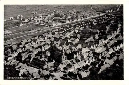 Ak Knielingen Karlsruhe in Baden Württemberg, Blick auf den Ort, Fliegeraufnahme