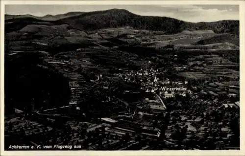 Ak Achkarren Vogtsburg im Kaiserstuhl, Fliegeraufnahme