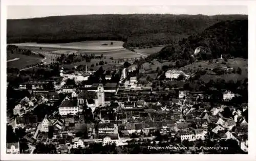 Ak Tiengen am Oberrhein, Hochrhein, Fliegeraufnahme