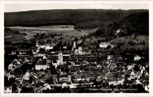 Ak Tiengen am Oberrhein, Hochrhein, Fliegeraufnahme