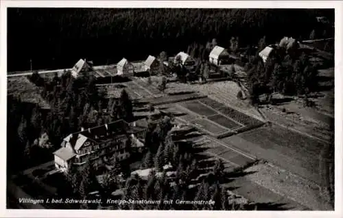 Ak Villingen im Schwarzwald, Kneipp-Sanatorium, Germanstraße, Fliegeraufnahme