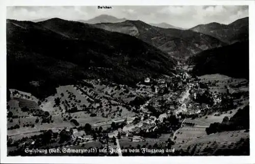 Ak Sulzburg im Breisgau Hochschwarzwald, Fliegeraufnahme, Belchen