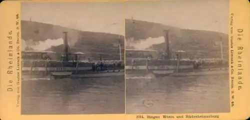 Stereo Foto Bingen am Rhein, Rüdesheimerberg, Dampfer Hansa