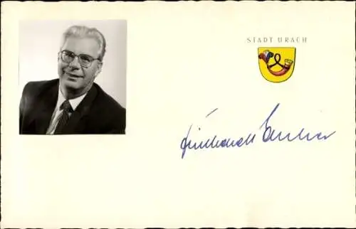 Autogramm Fridhardt Pascher, Bürgermeister von Bad Urach, Portrait