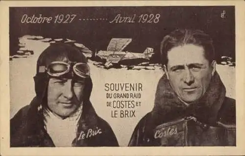 Ak Octobre 1927, Avril 1928, Grand Raid de Costes et Le Brix