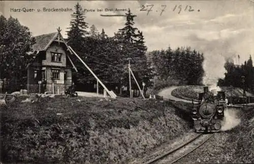 Ak Brocken b. Wernigerode, Brockenbahn, Drei Annen