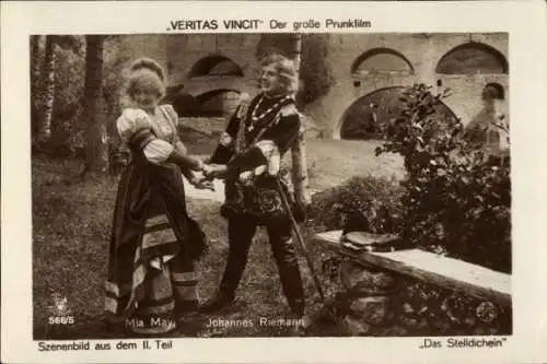 Ak Schauspieler Mia May und Johannes Riemann, Filmszene Veritas Vincit, Das Stelldichein, RPH 566/5