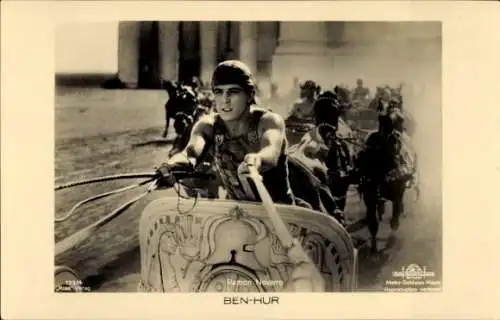 Ak Schauspieler Ramon Novarro, Filmszene aus Ben Hur, Wagenrennen, Ross Verlag 133 4