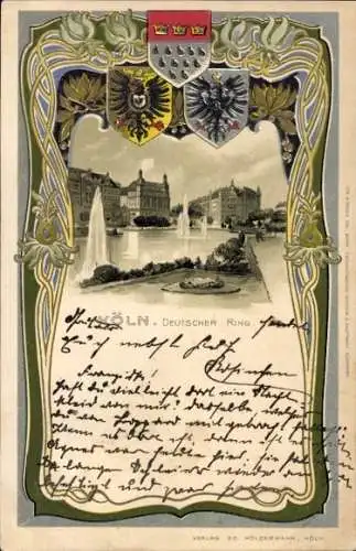 Präge Wappen Passepartout Ak Köln am Rhein, Deutscher Ring