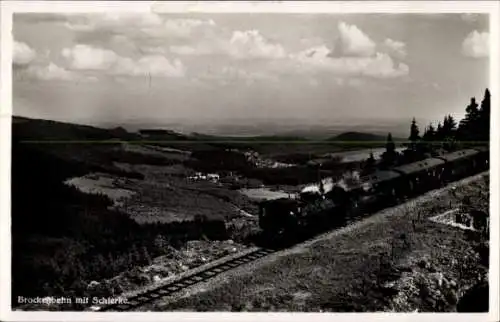 Ak Brocken im Harz, Brockenbahn mit Schlerke