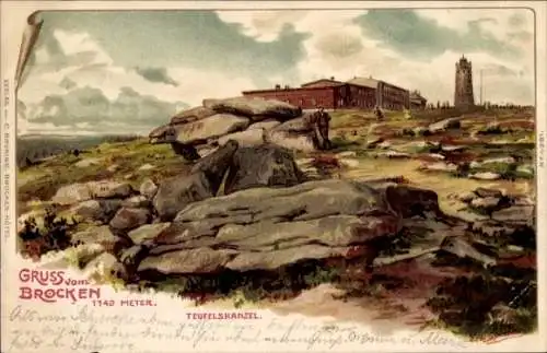 Litho Brocken Nationalpark Harz, Teufelskanzel