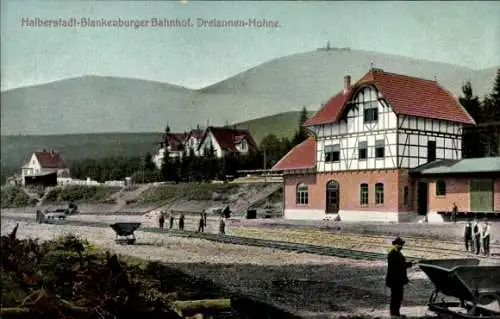 Ak Drei Annen Hohne Wernigerode am Harz, Halberstadt-Blankenburger Bahnhof