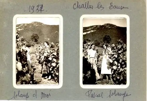 Stereo Foto Challes les Eaux Savoie, Menschen vor Bergpanorama