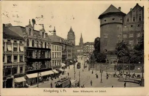 Ak Kaliningrad Königsberg Ostpreußen, Kaiser Wilhelm Platz mit Schloss