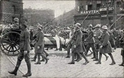 Ak Praha Prag, Pruvod na Vaclavskem Namesti, Parade auf dem Wenzelsplatz