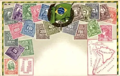 Briefmarken Ak Brasilien, Atlantischer Ozean, Ehrenkranz