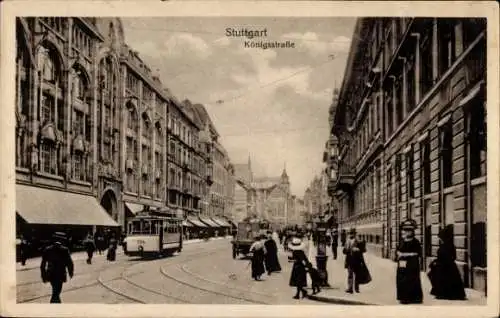 Ak Stuttgart in Baden Württemberg, Königstraße, Straßenbahn