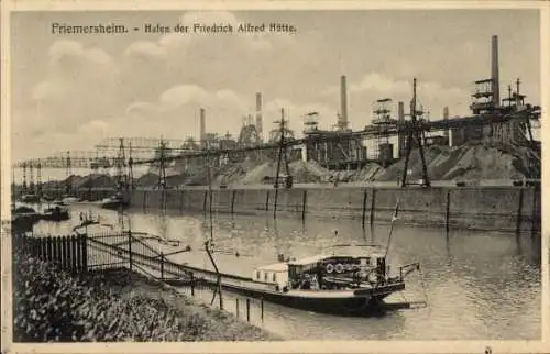 Ak Friemersheim Duisburg im Ruhrgebiet, Hafen der Friedrich Alfred Hütte