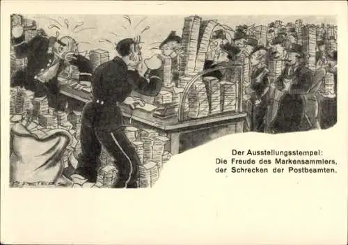 Ganzsachen Künstler Ak Peters, P., Düsseldorf, Briefmarkenausstellung Juni 1936, Postbeamter