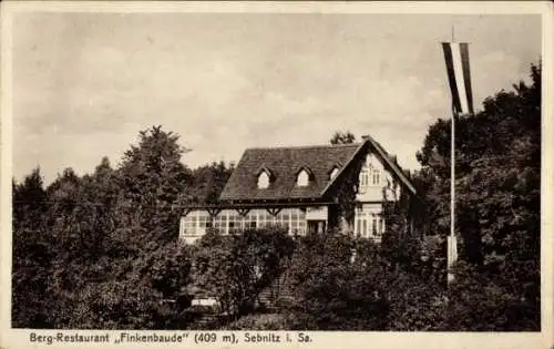 Ak Sebnitz in Sachsen, Berg Restaurant Finkenbaude, Fahnenmast