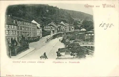 Ak Bad Wildbad im Schwarzwald, Gasthof zum goldenen Löwen, Olgastraße, Trinkhalle