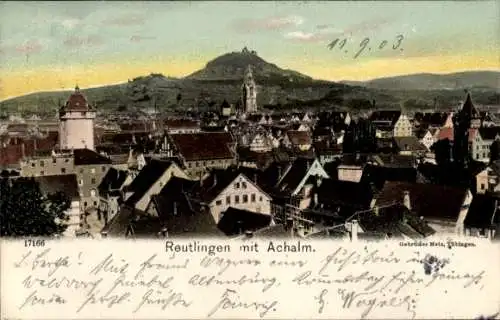 Ak Reutlingen in Württemberg, Panorama mit Achalm