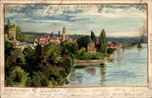 Künstler Litho Diemer, Zeno M., Überlingen am Bodensee, Blick auf die Stadt