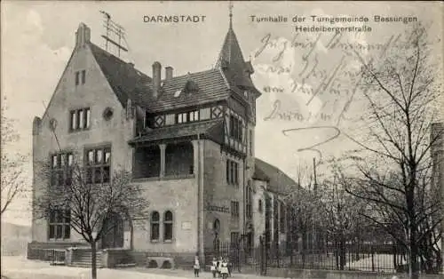 Ak Darmstadt in Hessen, Turnhalle der Turngemeinde Bessungen, Heidelbergerstraße