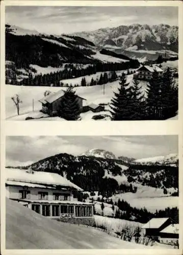 Ak Sachrang Aschau im Chiemgau Oberbayern, Alpengasthof Kaiserblick, Winterlandschaft