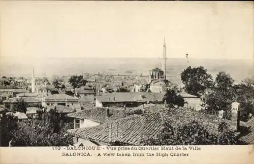 Ak Saloniki Thessaloniki Griechenland, Vue prise du Quartier de la Ville