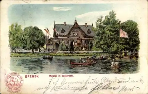 Litho Hansestadt Bremen, Meierei im Bürgerpark, Hoffmanns Stärkefabriken