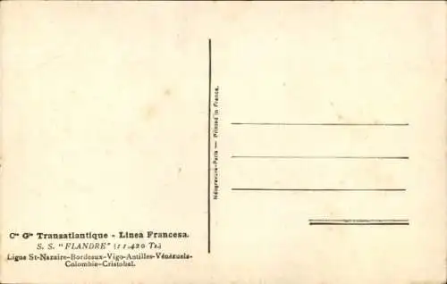 Ak Dampfer SS Flandre, CGT, French Line