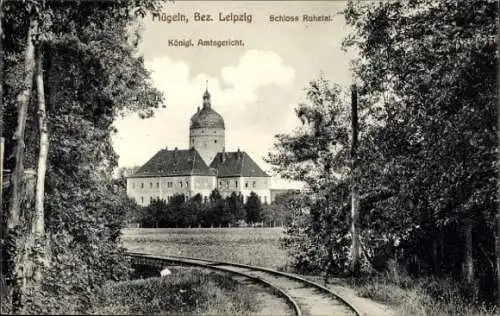 Ak Mügeln (Bezirk Leipzig) Sachsen, Schloss Ruhetal, Königl. Amtsgericht.