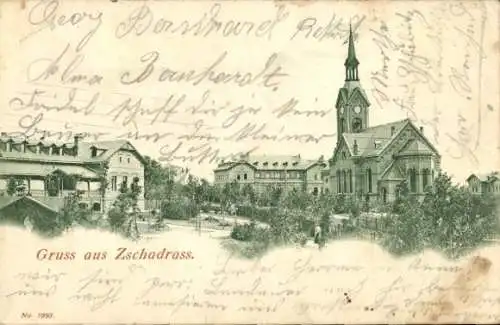 Ak Zschadraß Zschadrass Colditz in Sachsen, Teilansicht, Kirche