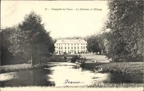 Ak Neauphle le Vieux Yvelines, Schloss, Teich