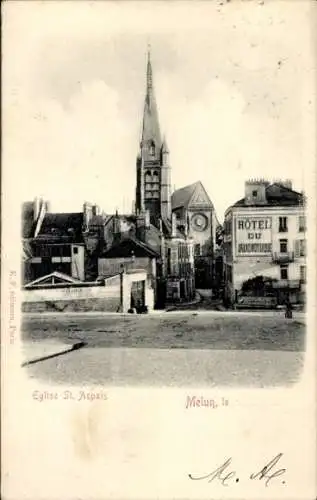 Ak Melun Seine et Marne, Kirche Saint Aspais