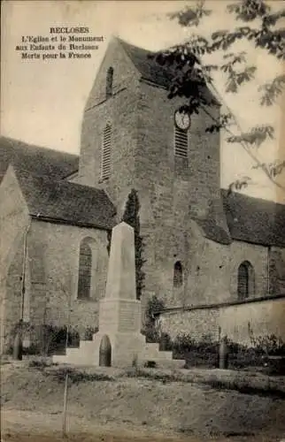 Ak Recloses Seine-et-Marne, Kirche, Monument aux Enfants