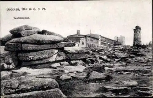 Ak Brocken im Harz, Teufelskanzel