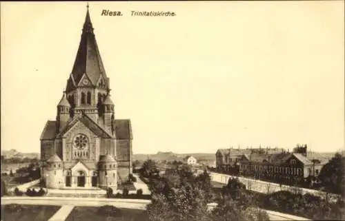 Ak Riesa an der Elbe Sachsen, Trinitatiskirche