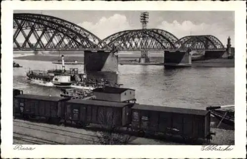 Ak Riesa an der Elbe Sachsen, Elbbrücke