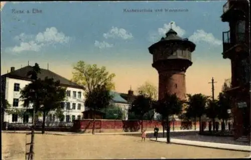 Ak Riesa an der Elbe Sachsen, Knabenschule, Wasserturm