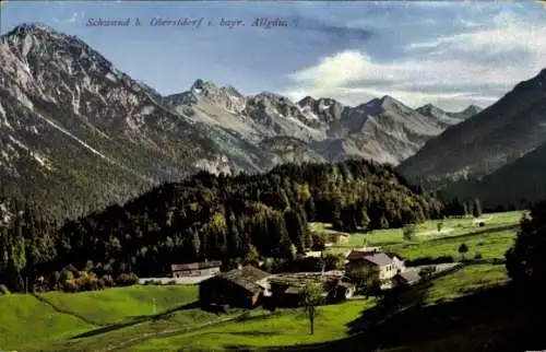 Ak Schwand Oberstdorf im Oberallgäu, Gesamtansicht, Gebirge