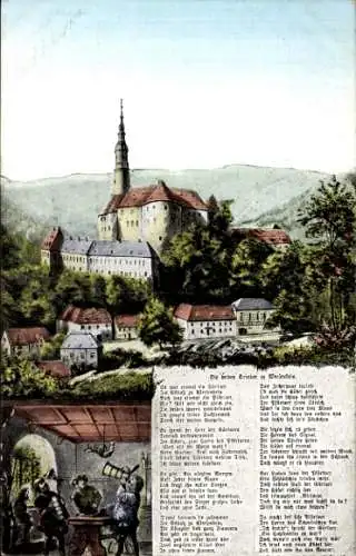 Ak Weesenstein im Müglitztal Sachsen, Schloss Weesenstein, Gedicht