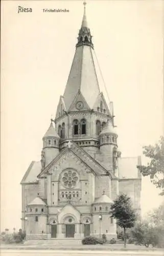 Ak Riesa an der Elbe Sachsen, Trinitatiskirche